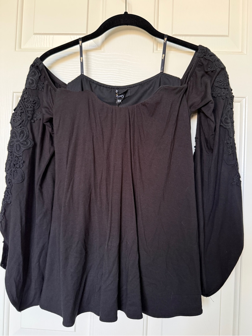 Sky Black Off Shoulder Top XS NWT
